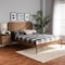 Baxton Studio Elston Mid-Century Walnut Brown Finished Wood and Synthetic Rattan Platform Bed-King 193-11488-ZORO - alternate 1